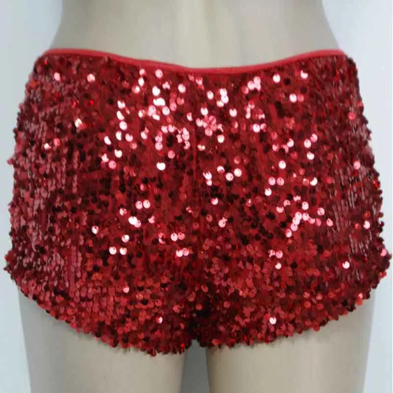 Short à paillettes rouges scintillantes pour femmes