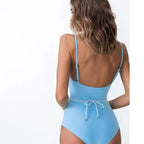 Maillot de bain une pièce coupe haute dos bas pour femmes