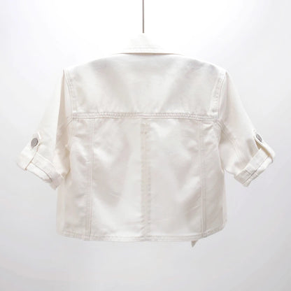 Veste en jean courte blanche pour femme