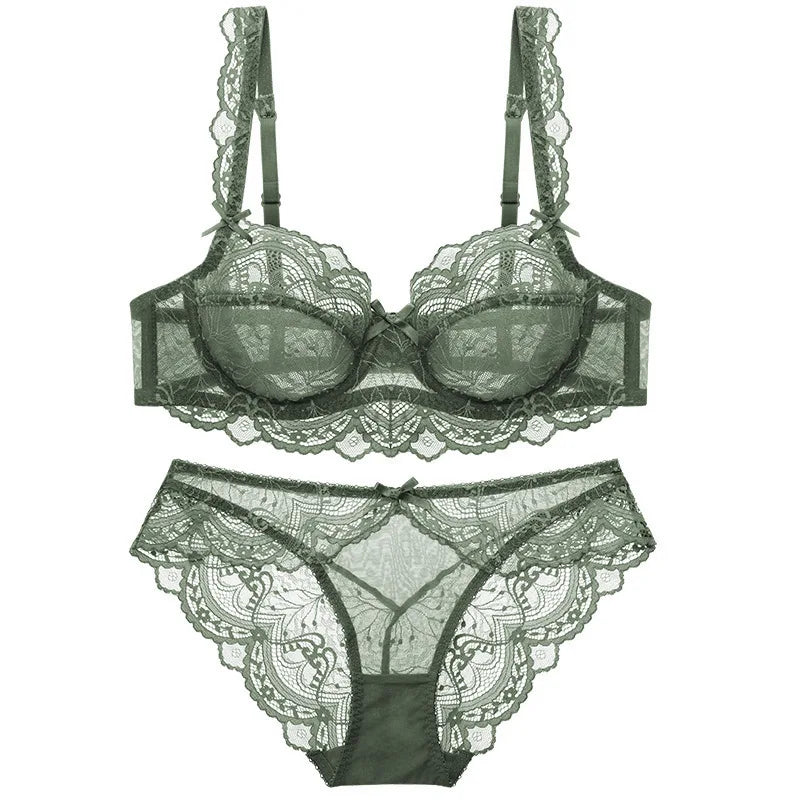 Ensemble de soutien-gorge  fleur transparente Push Up de haute qualité pour femmes