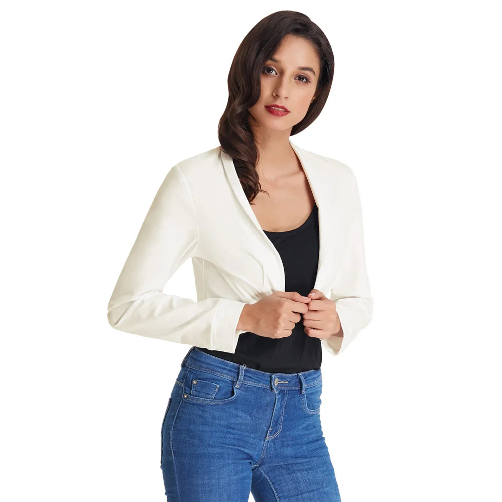 Manteau court basique à manches longues pour femmes