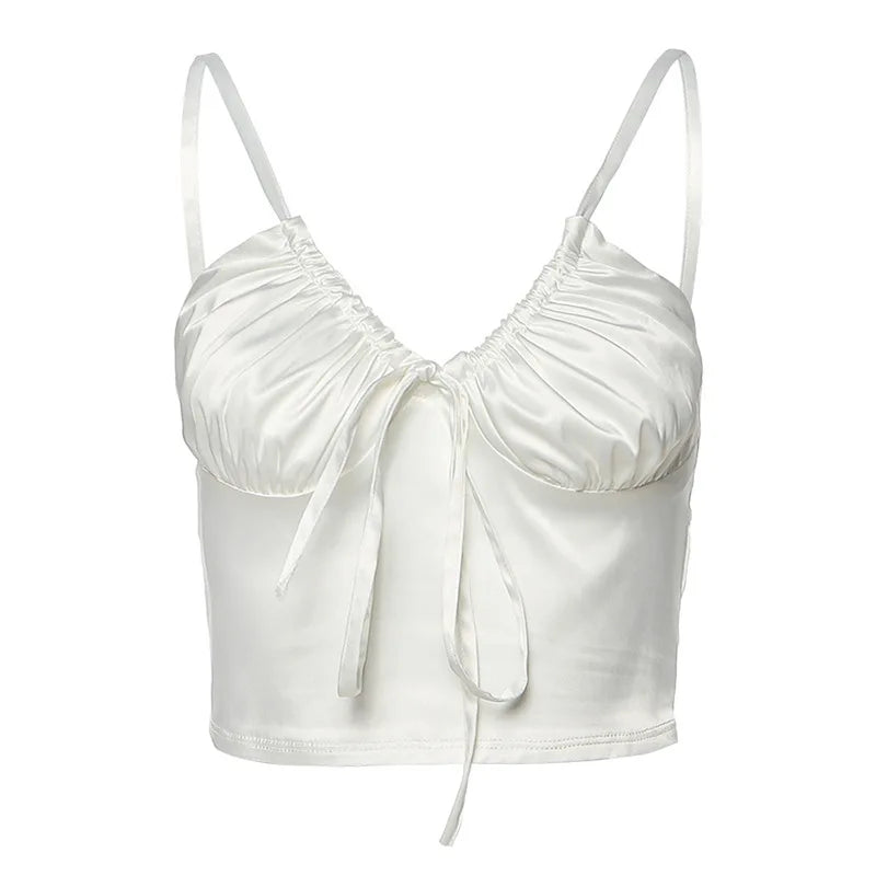 Tops sexy à col en V pour femmes, tissu doux soyeux,