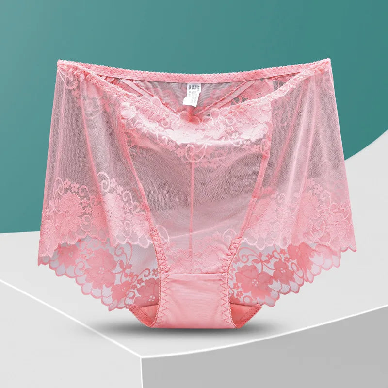 Sous-vêtements pour femmes en dentelle grande taille perforé slip transparent