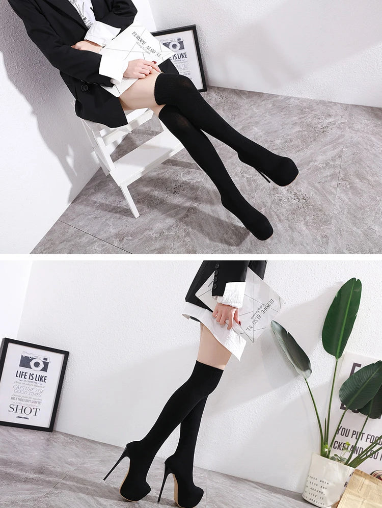 Cuissardes à talons plateforme pour femme