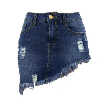 Jupe courte déchiré en jean pour les femme