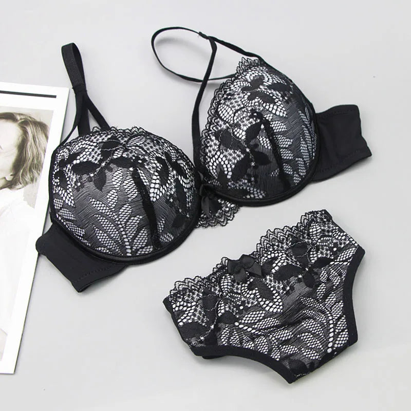 Ensemble de soutien-gorge Push Up en dentelle pour femmes