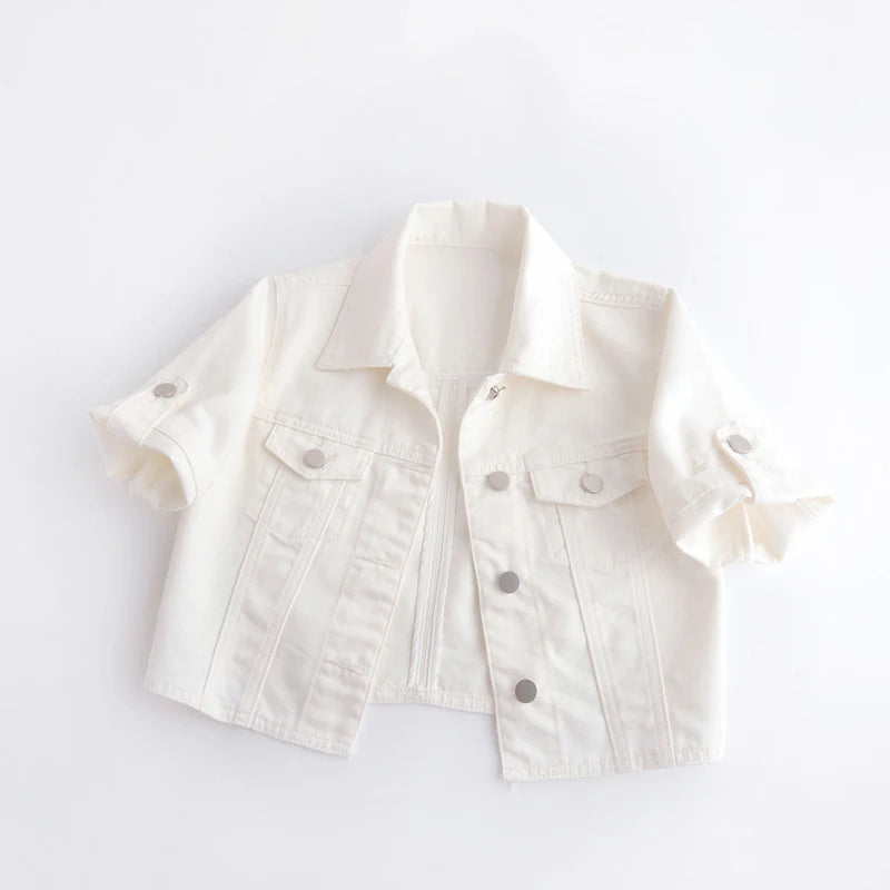 Veste en jean courte blanche pour femme