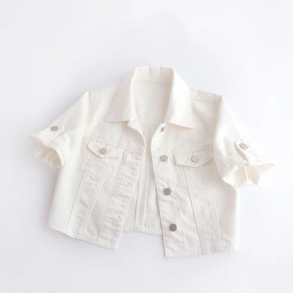 Veste en jean courte blanche pour femme