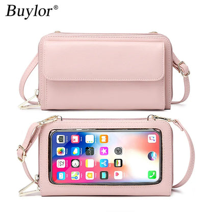 Sac à bandoulière en cuir PU pour téléphone à écran tactile pour femme,