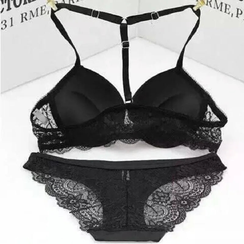 Ensemble de Lingerie pour femmes, avec boucle avant et sangle d'épaule, soutien-gorge Push Up et culotte