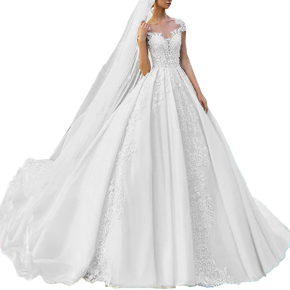 Robes De Boda robe De bal en Satin robe De mariée avec fleur 3D longueur