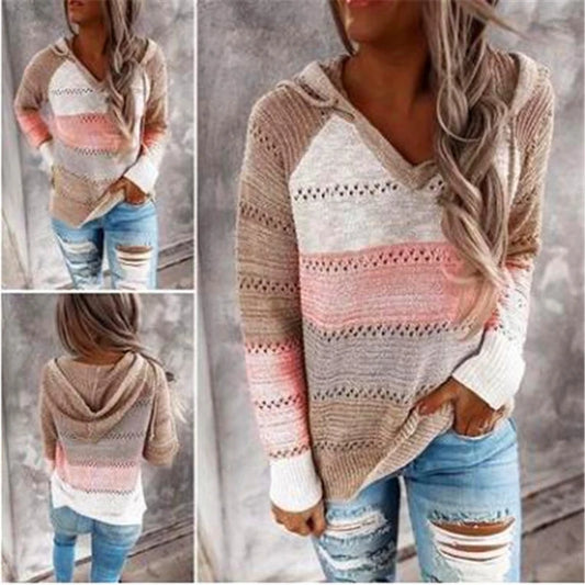 Pull à capuche en Patchwork pour femme