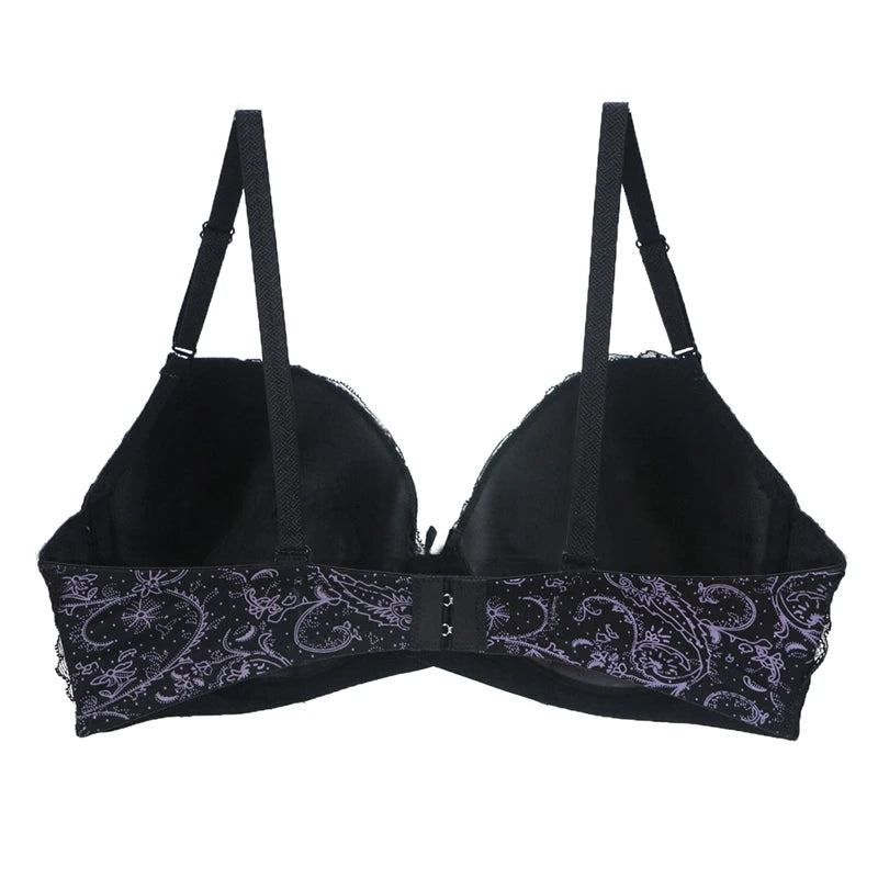 Soutien-gorge Push Up en dentelle brodée pour femmes