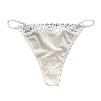 String en forme de T pour femmes, sexy et tendance Surface en dentelle, légère et satinée