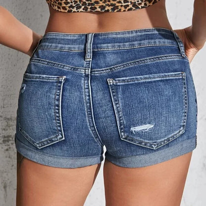 Short déchiré  pour femmes, Slim, haute élasticité