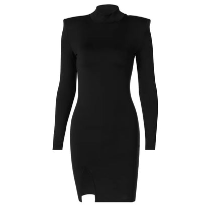 Mini robe à manches longues pour femmes, Slim