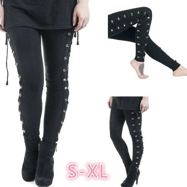 Leggings Gothiques Punk à Lacets pour Femme