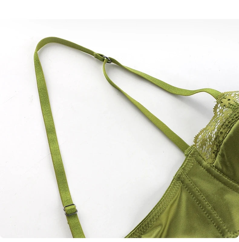 Ensemble de soutien-gorge Ultra-fin en dentelle, sous-vêtements d'épissure en Satin de soie française