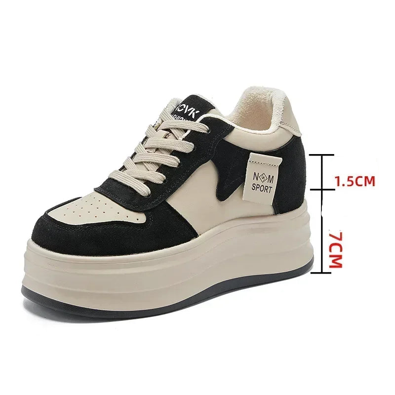 Basket à plateforme en daim de vache pour femme
