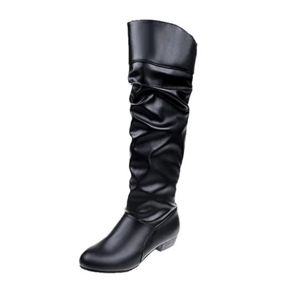 Bottes en cuir au genou pour femmes, talon haut