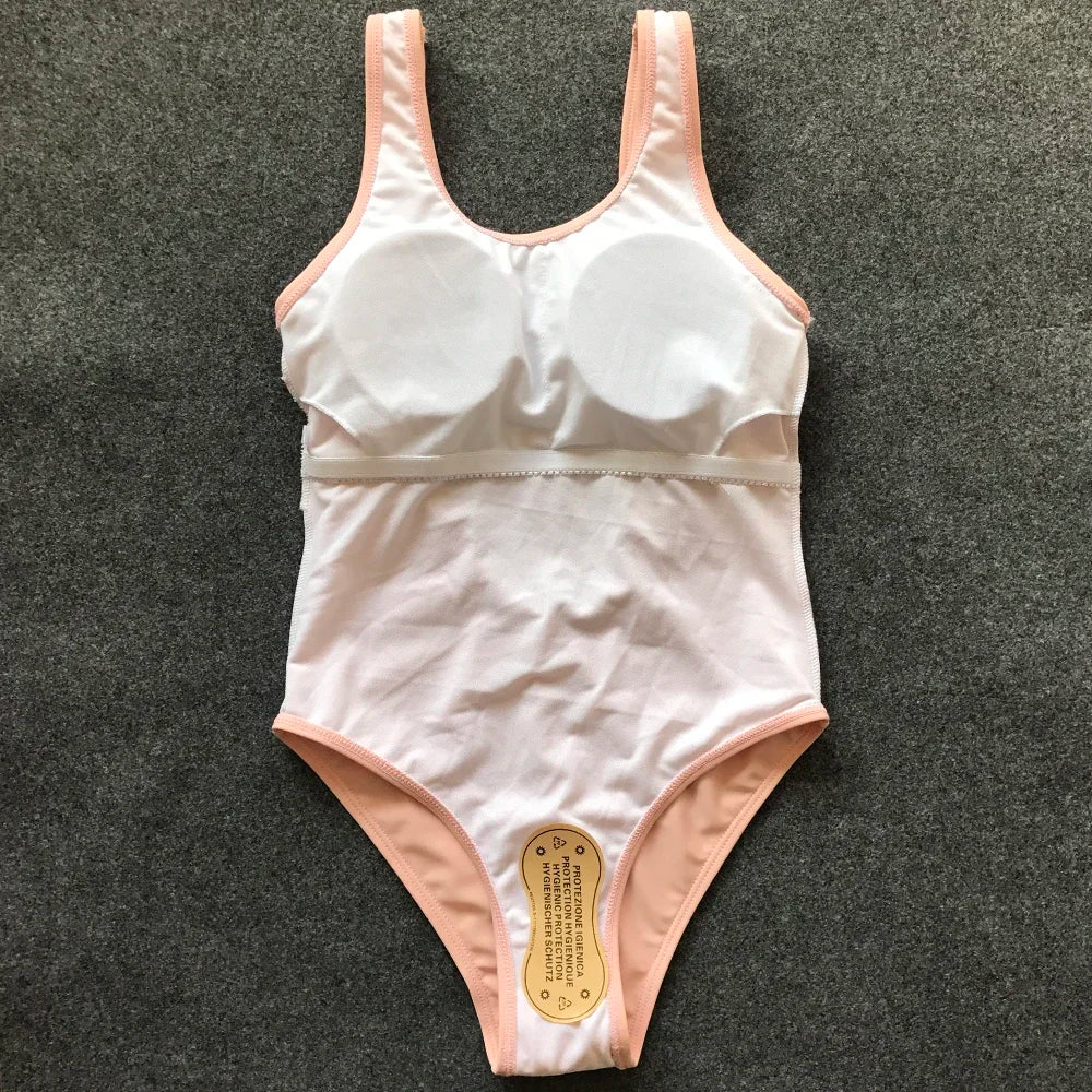 Maillot de bain une pièce blanc, sexy, culotte tanga, taille haute, trikini, dos nu