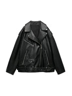 Veste Pu faux cuir avec ceinture pour femme