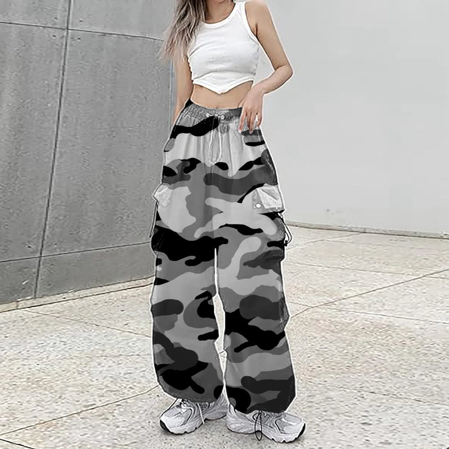 Pantalon cargo camouflage pour femme, streetwear, hip-hop