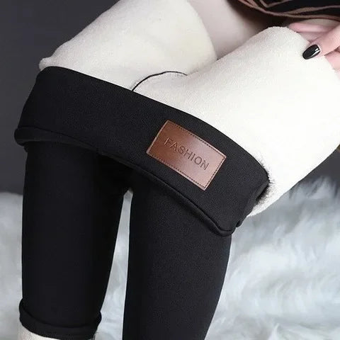 Leggings taille haute en velours d'agneau épais pour femmes