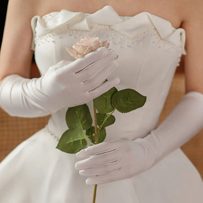 Gants de mariée Gants Élégants en Satin pour Mariage, Longs et Blancs