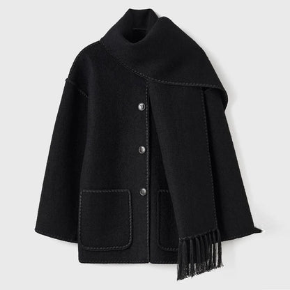 Manteau écharpe décontracté pour femme, manches longues, simple boutonnage