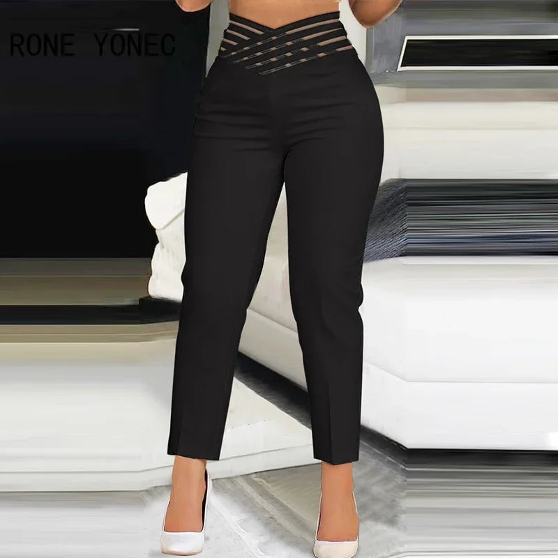 Pantalon crayon taille haute pour femme