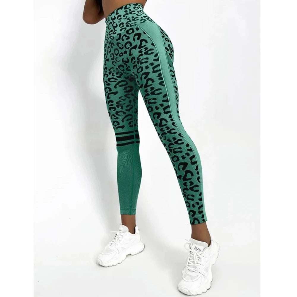 Leggings sans couture léopard pour femme