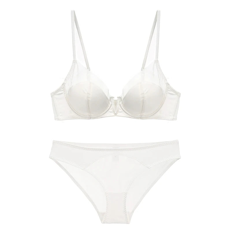 Ensemble de lingerie en dentelle transparente, soutien-gorge push-up pour femmes