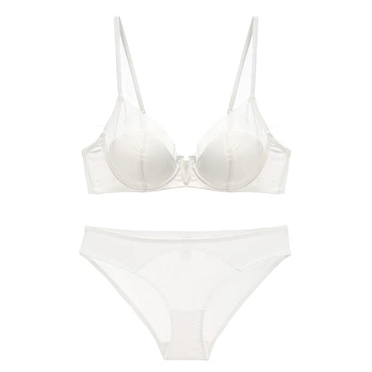 Ensemble de lingerie en dentelle transparente, soutien-gorge push-up pour femmes