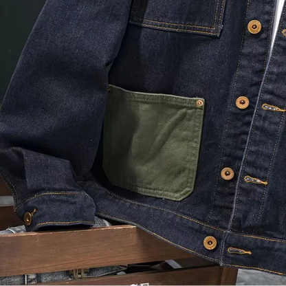 Veste en jean à coutures contrastées pour hommes