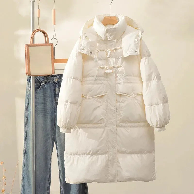 Manteau mi-longue à capuche pour femme