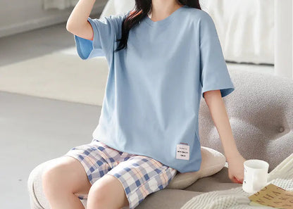 Ensemble de pyjama en coton à manches courtes pour femmes