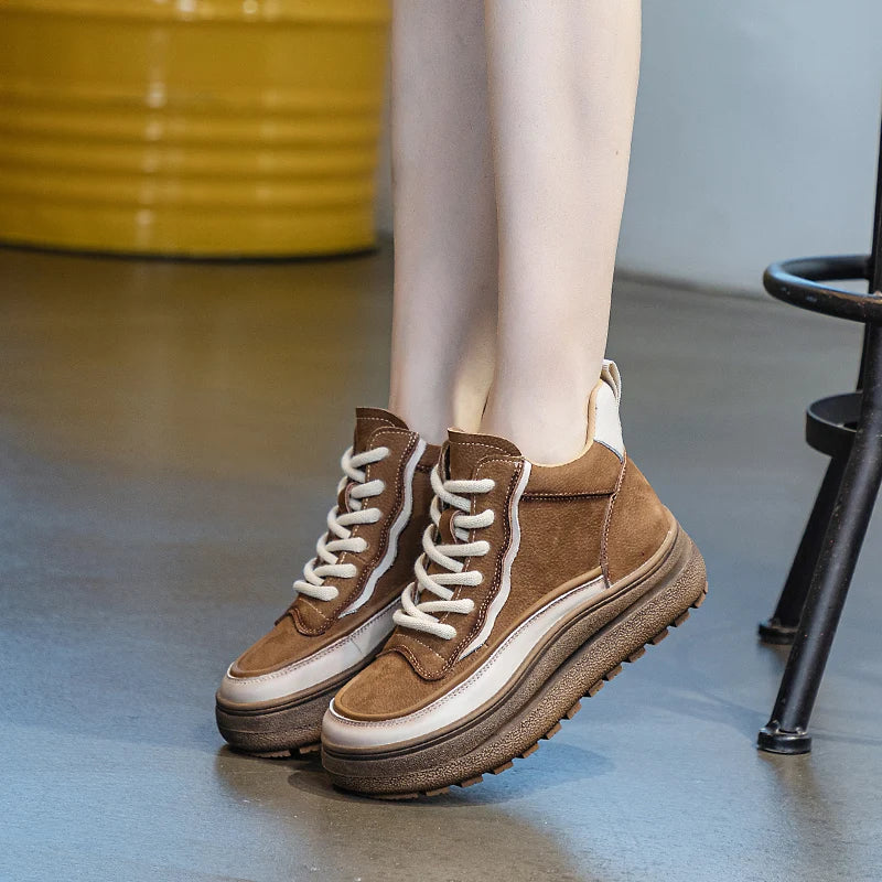 Baskets en cuir véritable pour femmes