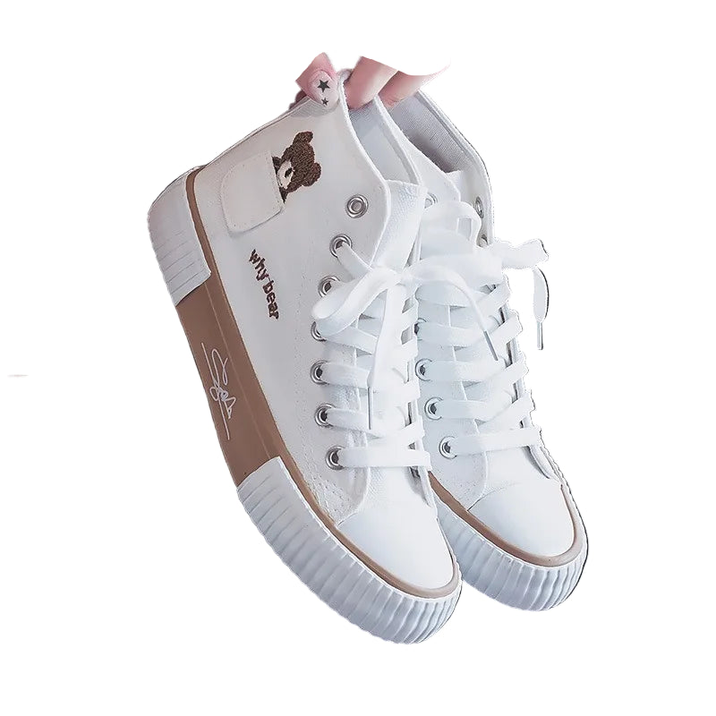 Baskets à lacets montantes en toile pour femmes