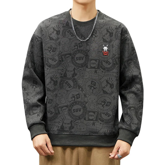 Sweat-shirt imprimé dessin animé pour hommes