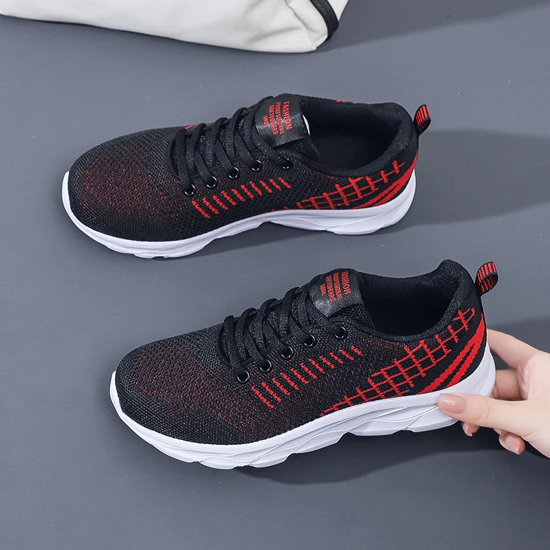 Chaussures de sport plates en maille respirante pour femmes