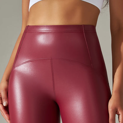 Leggings en cuir PU velours fin pour femmes