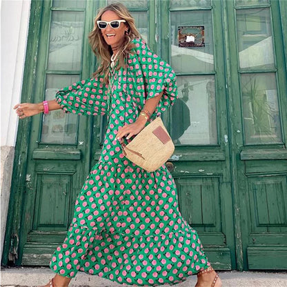 Robe longue à manches bouffantes pour femmes