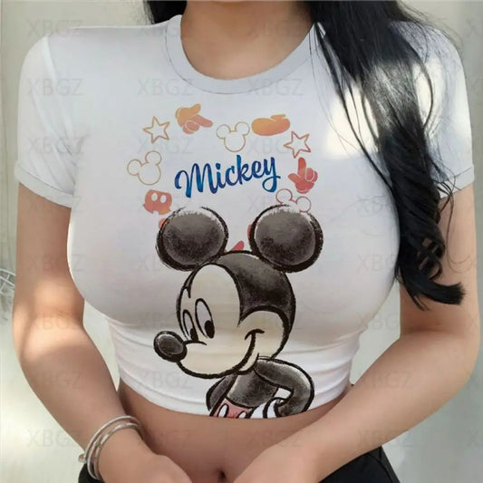 T-shirt Disney Mickey pour femmes haut court