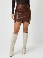 Jupe en cuir PU pour femmes