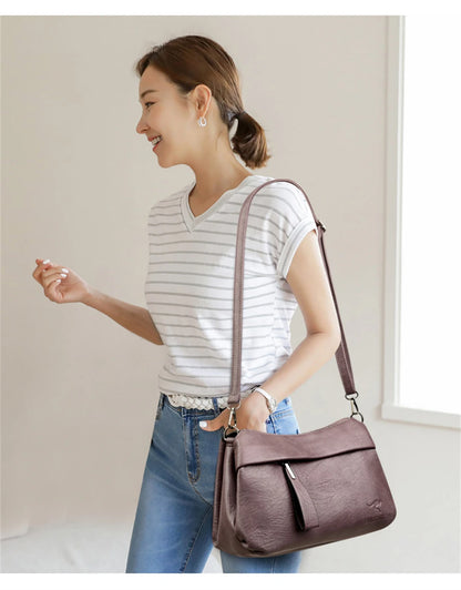 Sac à bandoulière en cuir souple pour femme