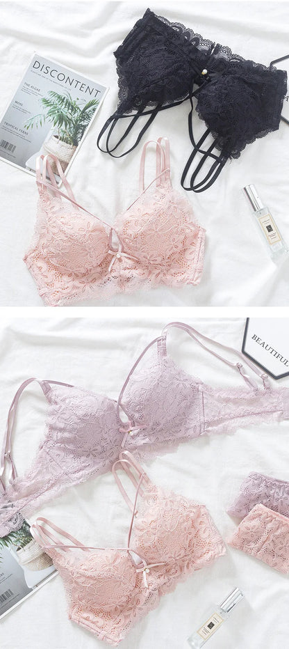 Ensemble de lingerie en dentelle florale pour femmes