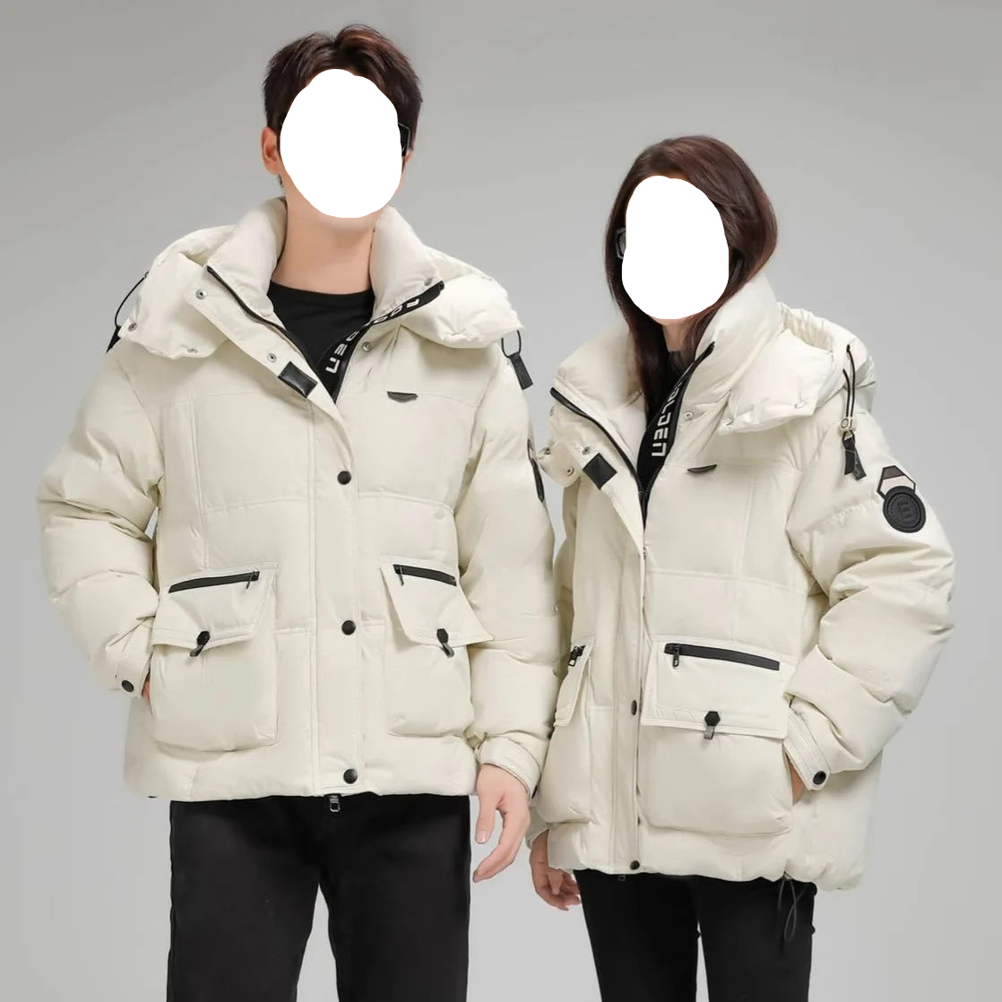 Doudoune courte et ample pour couple,