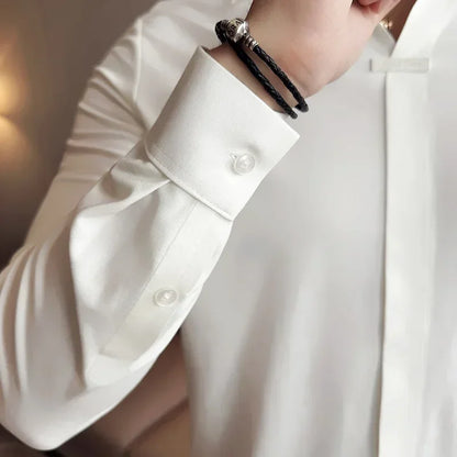 T-shirt à manches longues et col en v pour hommes