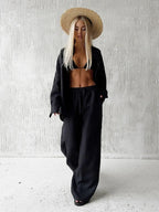 Ensemble deux pièces décontracté en coton pour femmes